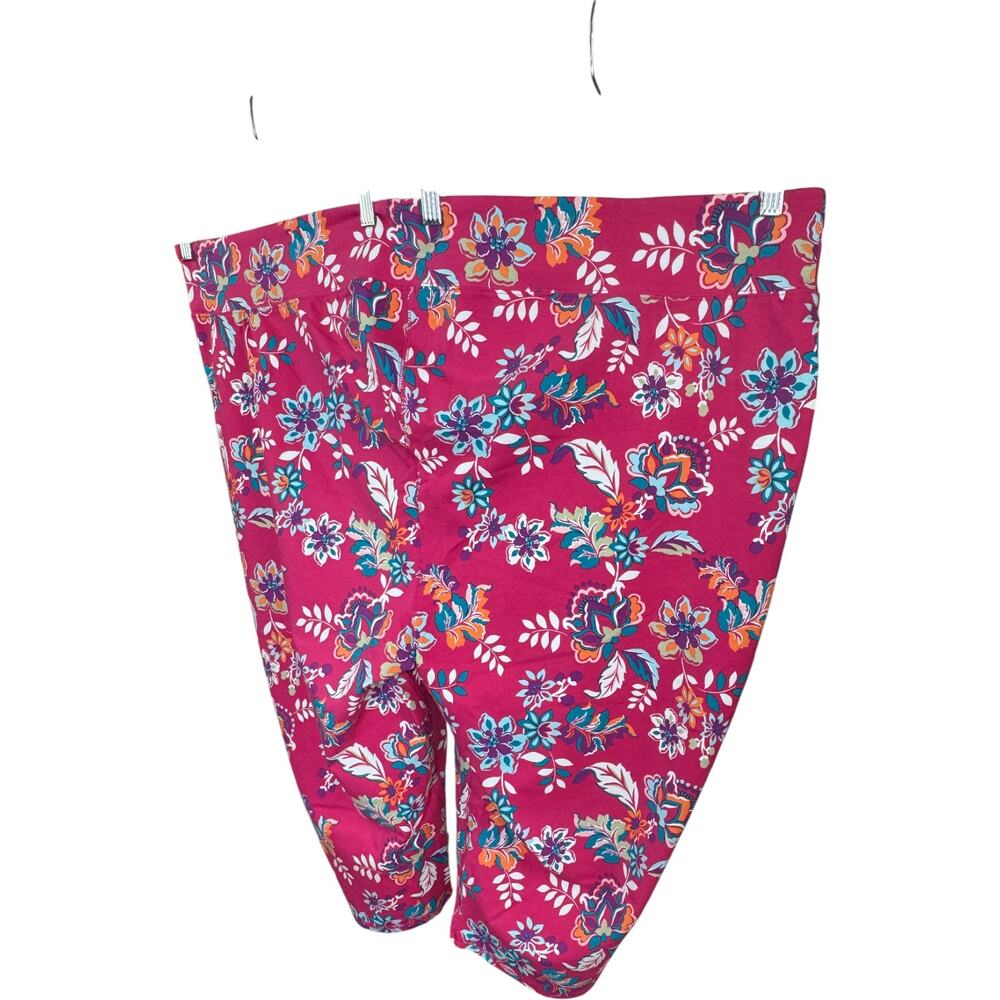 Sport Savvy Regular Printed Jersey Capri Pink Floral 5X Stretch Legging - Picture 11 of 14